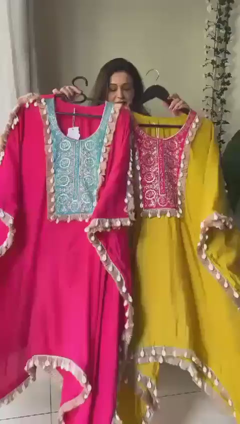 KAFTAN WITH PANT and SEQUENCES EMBROIDERY WORK
